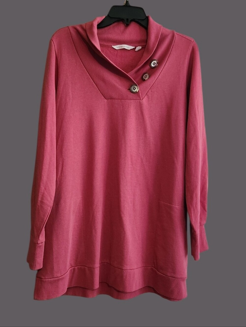 Soft Surroundings Kassidy Rose-Pink Button Cowl Neck Tunic